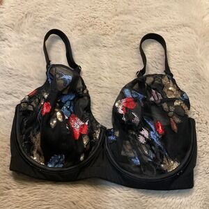 Felicity‎ Hayward x Playful Promises 32H Bra Black Mesh Elly Sequin Underwire
